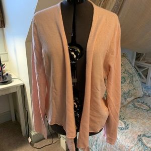 Garnet Hill cropped cardigan pale pink Large